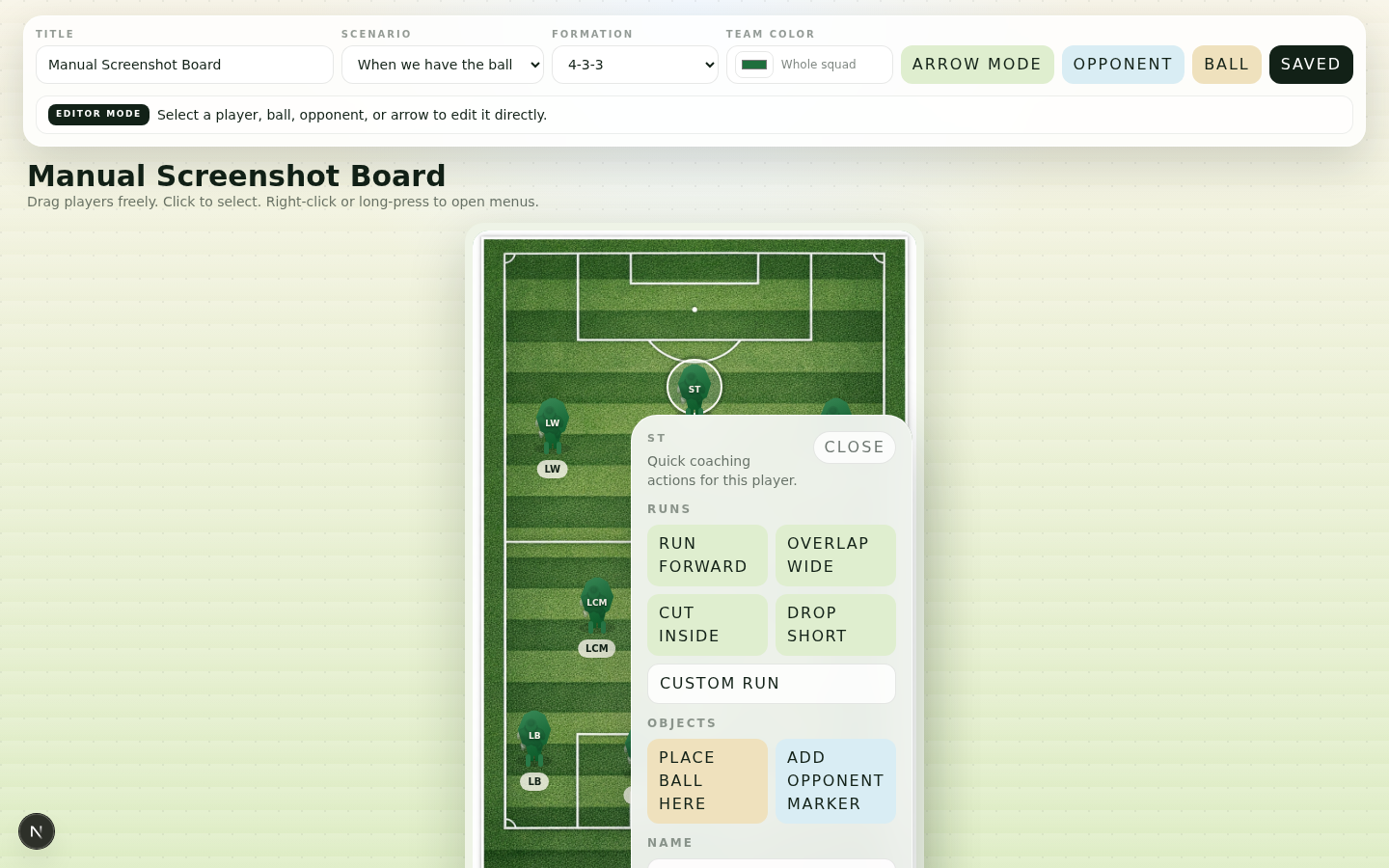 Contextual Player Coaching Menu